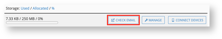 Click the Check Email Button to the Right of the Account you Want to Access Click the Check Email Button to the Right of the Account you Want to Access