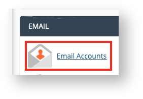 Select Email Accounts from the Email Section in cPanel Select Email Accounts from the Email Section in cPanel
