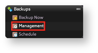 Click on Management from the Backups Section of SiteWorx Click on Management from the Backups Section of SiteWorx