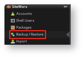 Click on Backup/Restore in the SiteWorx Section of NodeWorx