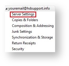 Base de conocimiento Hostdime > Changing Frequency of Checking Email in Outlook and Thunderbird > thunderbird-server-settings.jpg (Select the Server Settings tab) Select the Server Settings tab