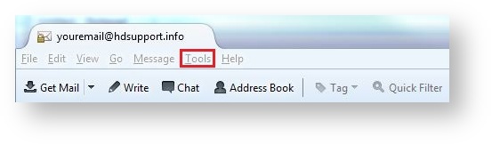 Base de conocimiento Hostdime > Changing Frequency of Checking Email in Outlook and Thunderbird > thunderbird-tools-tab.jpg (Click on the Tools Menu) Click on the Tools Menu