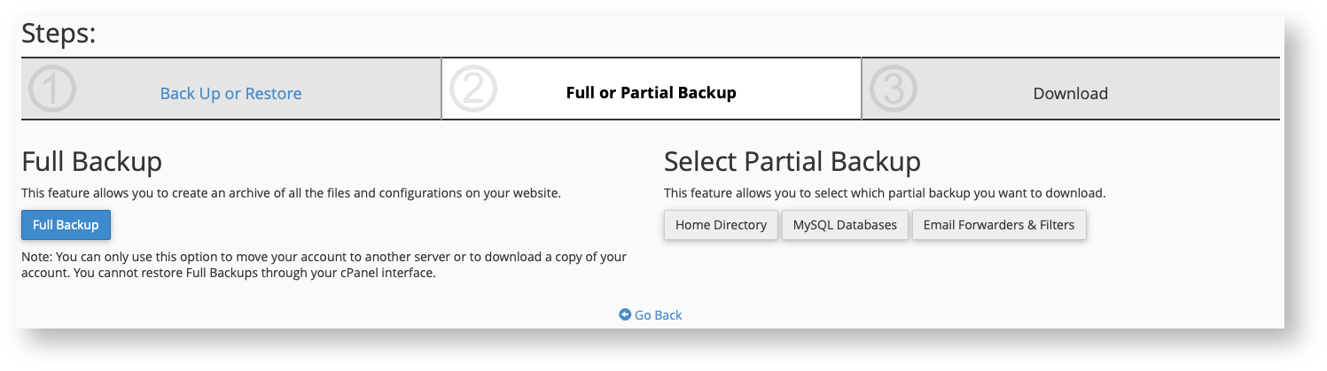 Choose the Type of Backup you Want to Make and Click the Appropriate Button(s) Choose the Type of Backup you Want to Make and Click the Appropriate Button(s)