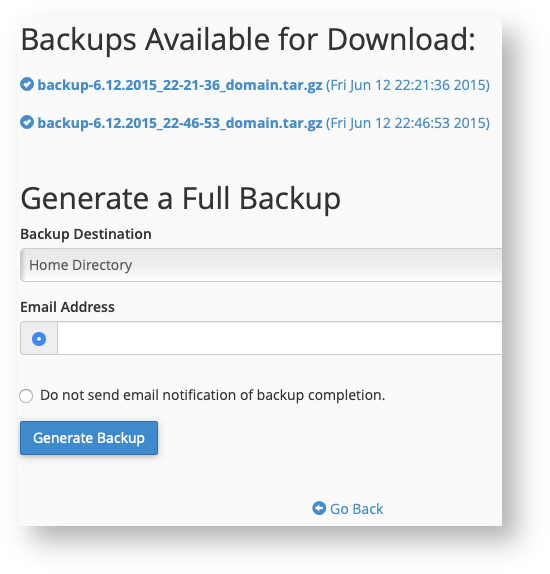 Select the Existing Full Backup to Download or Create a New One Select the Existing Full Backup to Download or Create a New One