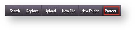 Base de conocimiento Hostdime > Password Protect Web Directories in SiteWorx > SiteWorx Protect Menu Item.png (Click the Protect Item That Appears Above the File Manager Directory and File List) Click the Protect Item That Appears Above the File Manager Directory and File List