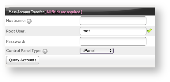 Base de conocimiento Hostdime > Migrate Accounts from Other Servers to InterWorx > InterWorx Import Remote cPanel Server Credentials Screen.png (Enter the cPanel Server Hostname or IP and custom SSH Port if Needed and the Root User Login Details) Enter the cPanel Server Hostname or IP and custom SSH Port if Needed and the Root User Login Details
