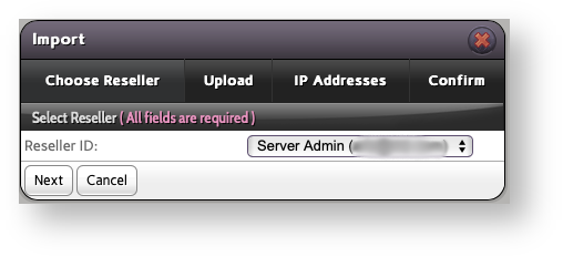 Base de conocimiento Hostdime > Migrate Accounts from Other Servers to InterWorx > InterWorx Import Single Account First Step.png (Select the Existing User who will Own This Account) Select the Existing User who will Own This Account