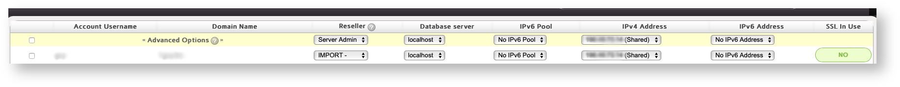 Base de conocimiento Hostdime > Migrate Accounts from Other Servers to InterWorx > InterWorx Mass Account Import Screen.png (Select the Accounts you Want to Migrate by Checking the Box Next to the Username) Select the Accounts you Want to Migrate by Checking the Box Next to the Username