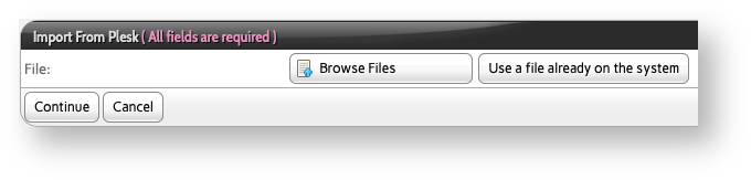 Base de conocimiento Hostdime > Migrate Accounts from Other Servers to InterWorx > InterWorx Select Plesk Account Backup.png (Click Browse Files to Upload an Unencrypted Backup or Specify the Path to the Backup on the Server) Click Browse Files to Upload an Unencrypted Backup or Specify the Path to the Backup on the Server