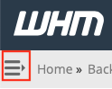 Expand WHM Sidebar by clicking on Expansion Icon