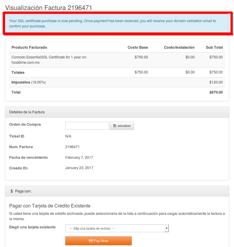 Ordenando un certificado SSL / TLS desde Core - Base Conocimiento Español