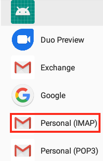 Select Personal (IMAP) or Personal (POP3)
