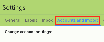 Select Accounts and Import from the Top of the Settings Screen.