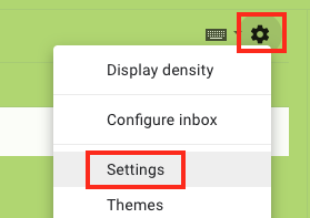 Click on the Gear Icon and then Select Settings from the Drop-Down Menu