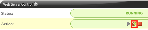 Click the Circle Icon Under Action for the Web Server