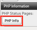 Click the PHP Info Button to View the PHP Info Screen