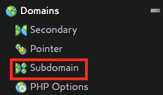 Choose Subdomain in the Domains Section