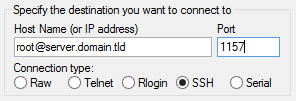 Fill in your Server's Host Name and Port and Ensure the Connection Type is SSH