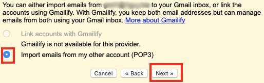 Select Import Email from my Other Account and click Next.