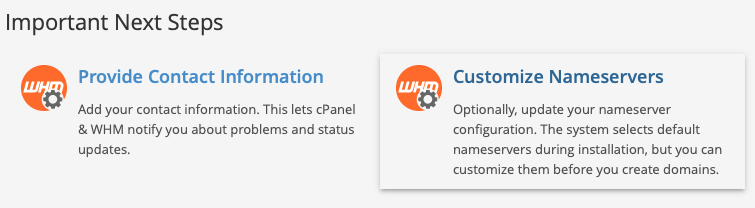 Important Next Steps Notification in WHM